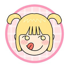 The logo of the smiling girl character.