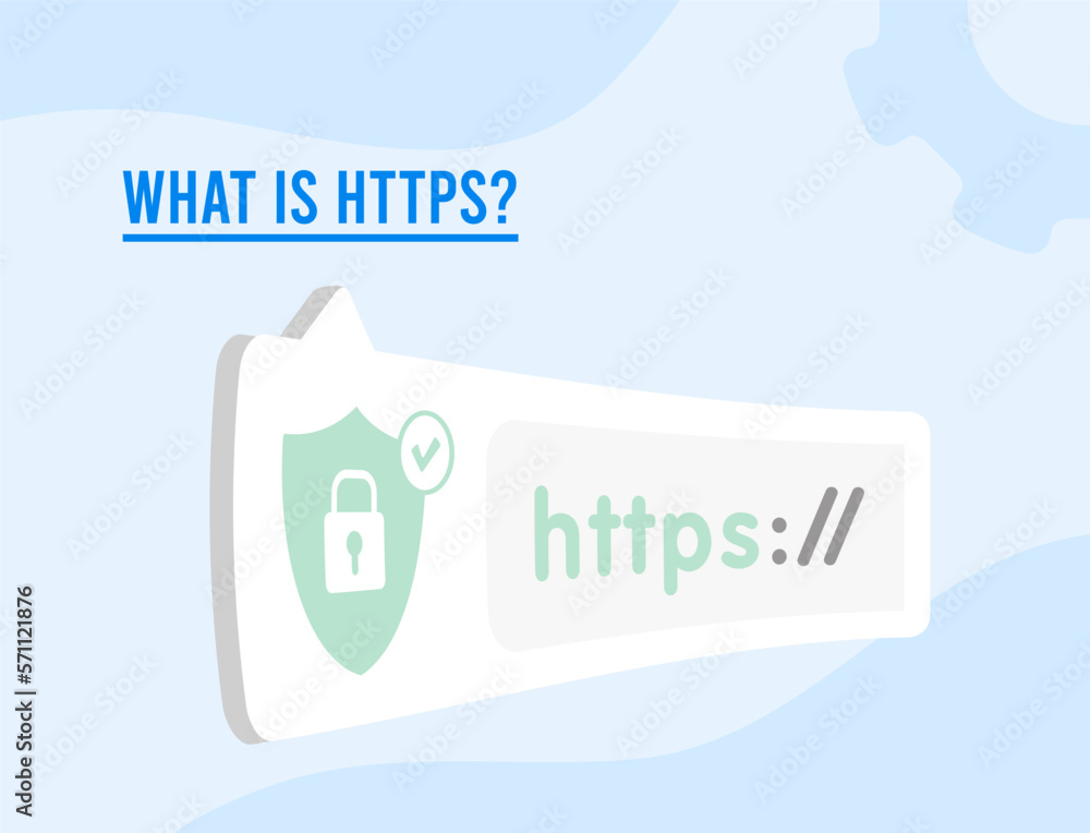 Poster what is https concept. stay safe online with https hypertext transfer protocol. flat design illustra