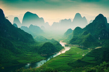 Beautiful Vietnam wallpaper background. Generative ai