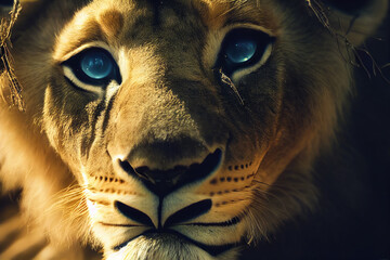 Portrait of a baby lion. Generative ai