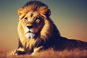 Portrait of a lion. Generative ai