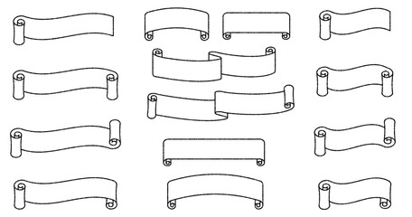 手描きの巻物のフレームイラスト素材セット