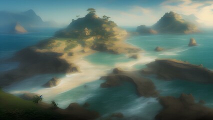 Fantasy tropical beach illustration