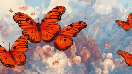 Surreal dreamy painterly butterfly illustration