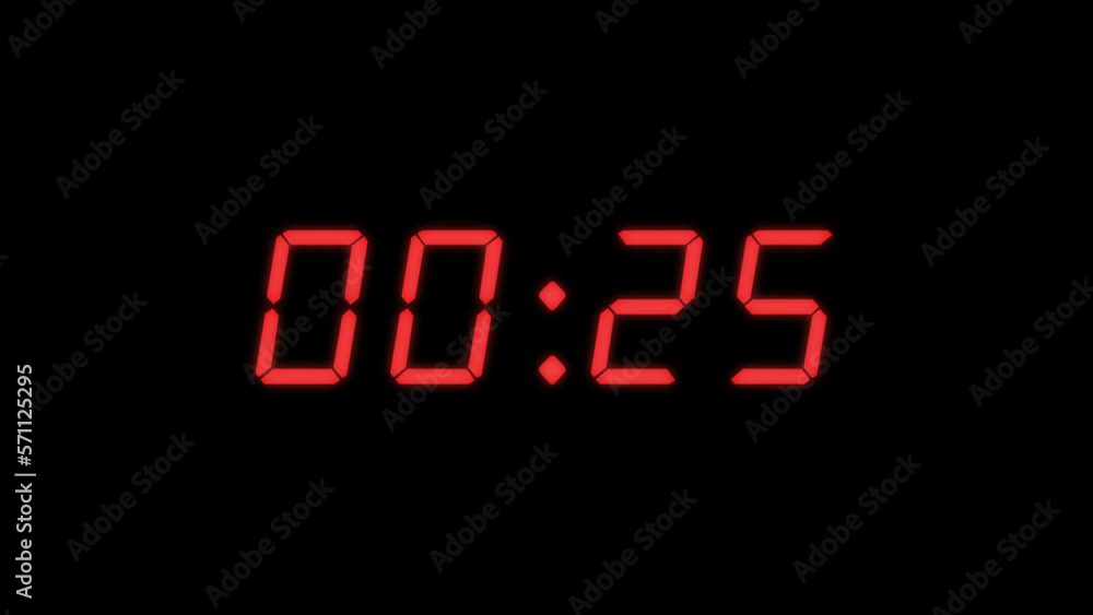 Poster simple red and black 30 seconds digital alarm clock countdown timer. red color digits on black colou