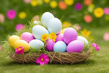 Obraz premium easter eggs in a nest