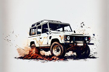 Generative AI image of offroader as simple logo with dirt