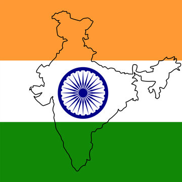 Vector illustration of Indian Map with Flag.