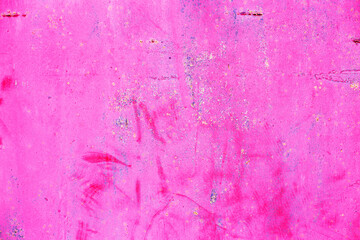 Rusty pink metal abstract background. Texture of an old plate with dripping stained cracked paint