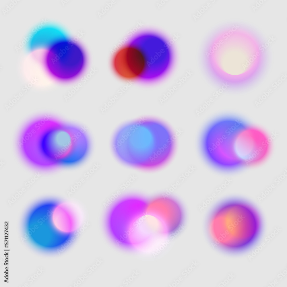 Wall mural vector set of bright gradient blurred circles. colorful abstract spot with blur, bokeh effect. isola