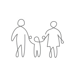 Family One line drawing on white background