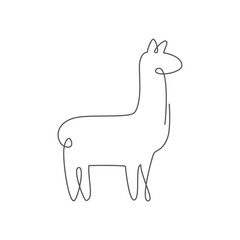 Llama One line drawing on white background