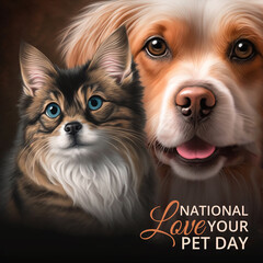 Happy National Love Your Pet Day Social Media Post Generative AI illustration