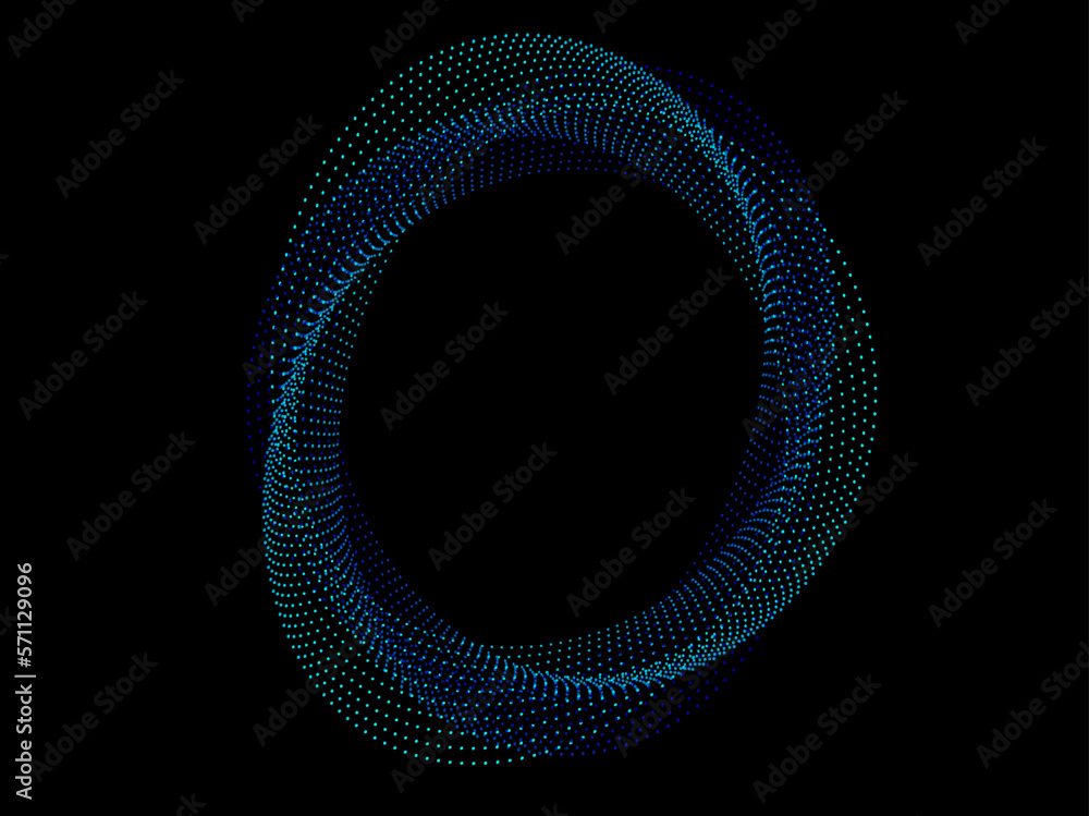 Aufkleber abstract circle line pattern spin blue green light isolated on black background in the concept of mu