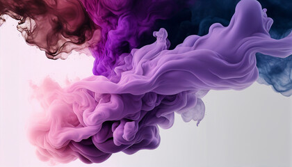 Obraz na płótnie Canvas Colorful liquid smoke in vibrant alchogol ink in water white abstract background. Generative AI.