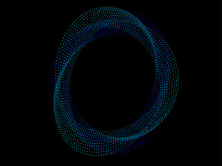 Abstract circle line pattern spin blue green light isolated on black background in the concept of music, technology, digital, AI