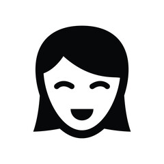 Woman happy face icon vector graphic illustration
