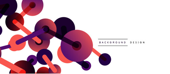 Line points connections geometric abstract background. Circles connected by lines. Trendy techno business template for wallpaper, banner, background or landing