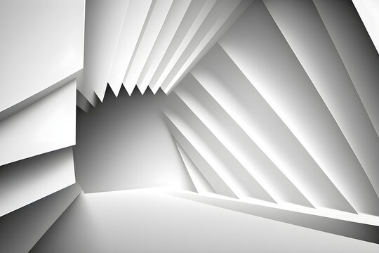 Soft Light White Abstract Geometric Background With Flat Spaces, Corners And Thin Lines As Swirl In Simple Minimal Modern Style.
Generative AI. 