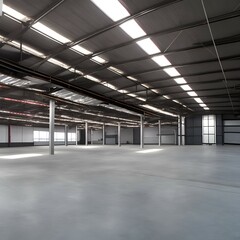 Minimalist Warehouse Interiors: Streamlined Spaces with Clean Lines & Industrial Charm - Created Using Generative AI Tools