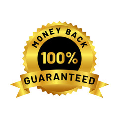 money back guaranteed badge in gold color