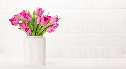 Fresh pink tulip flowers