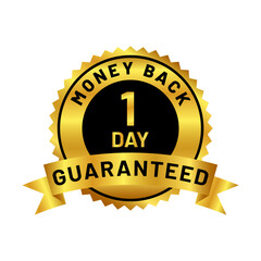 money back guaranteed badge in gold color