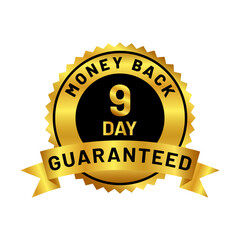 money back guaranteed badge in gold color