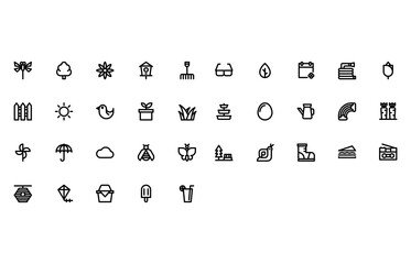 Spring icon in line style.  colorful, season, poster, green, leaf, floral, plant, design, blossom. with high quality vector and editable