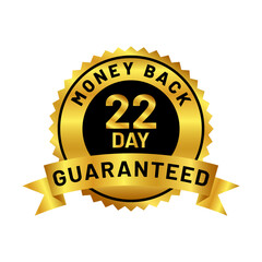 money back guaranteed badge in gold color