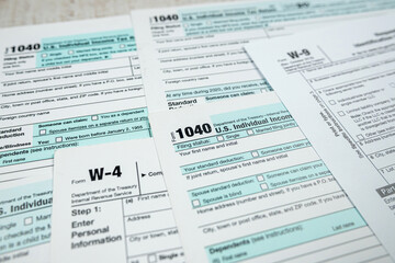blank of 1040 tax form, closeup. Accounting concept
