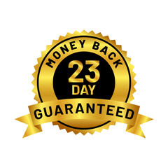 money back guaranteed badge in gold color