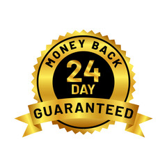 money back guaranteed badge in gold color