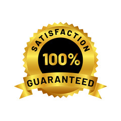 satisfaction guaranteed badge design in gold color