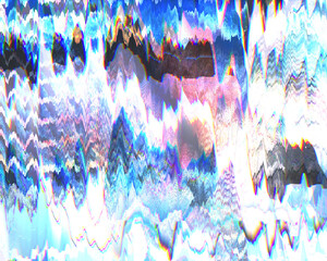 Glitch art, data error. Colorful abstract background. Glitchy distorted waveforms pattern. Created with a mix of analog and digital techniques.