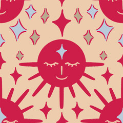 Happy sun viva magenta vector repeat pattern
