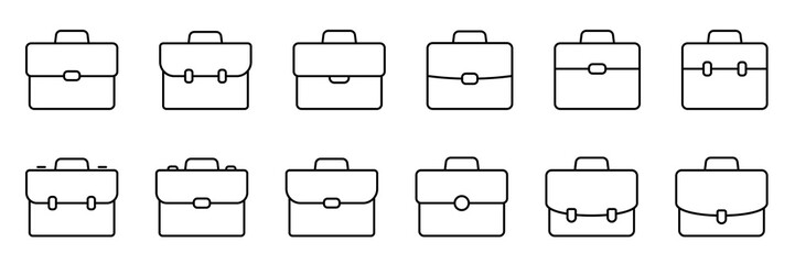 Business bag icon, briefcase vector icon. Suitcase, portfolio symbol, linear style pictogram isolated on white.