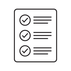 Checklist vector icon in line art style. Document icon, questionnaire icon, illustration isolated on white background for graphic and web design. © Maksim