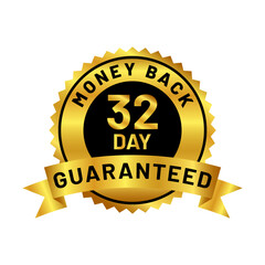 money back guaranteed badge in gold color