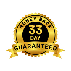 money back guaranteed badge in gold color