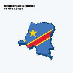 Congo Democratic Republic Country Nation Flag Map Infographic