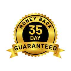 money back guaranteed badge in gold color