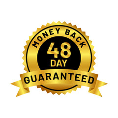 money back guaranteed badge in gold color