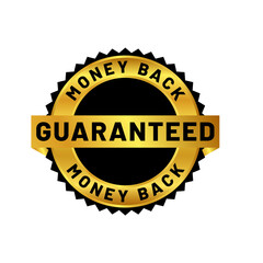 money back guaranteed badge in gold color