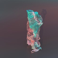 3d particles colorful background, box shape