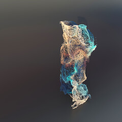 3d particles colorful background, box shape