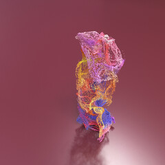 3d particles colorful background, box shape