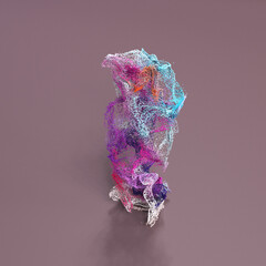 3d particles colorful background, box shape