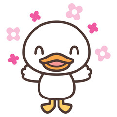 喜んでいるかわいい白いアヒルのキャラクター