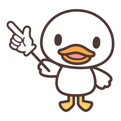 Obraz premium 指差しするかわいい白いアヒルのキャラクター